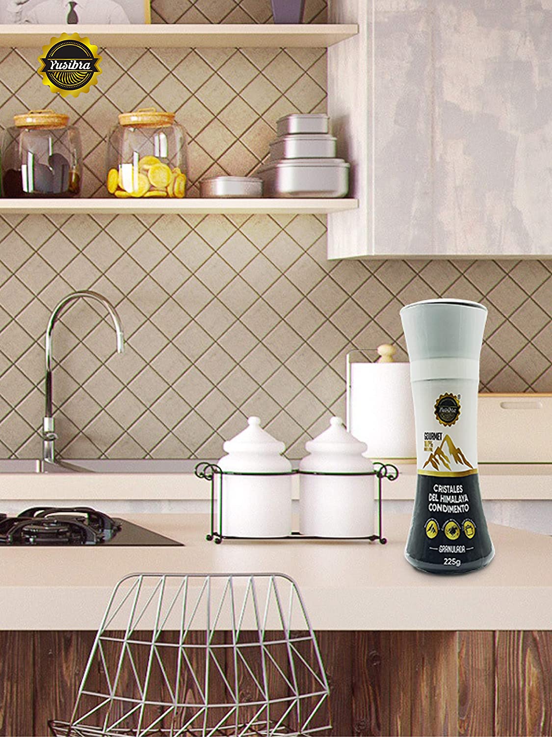 Molino con Sal del Himalaya 225 gramos | Molinillo con sal rosa Granulada del Himalaya 100% Natural