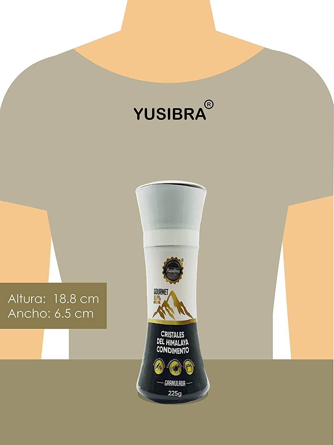 Molino con Sal del Himalaya 225 gramos | Molinillo con sal rosa Granulada del Himalaya 100% Natural