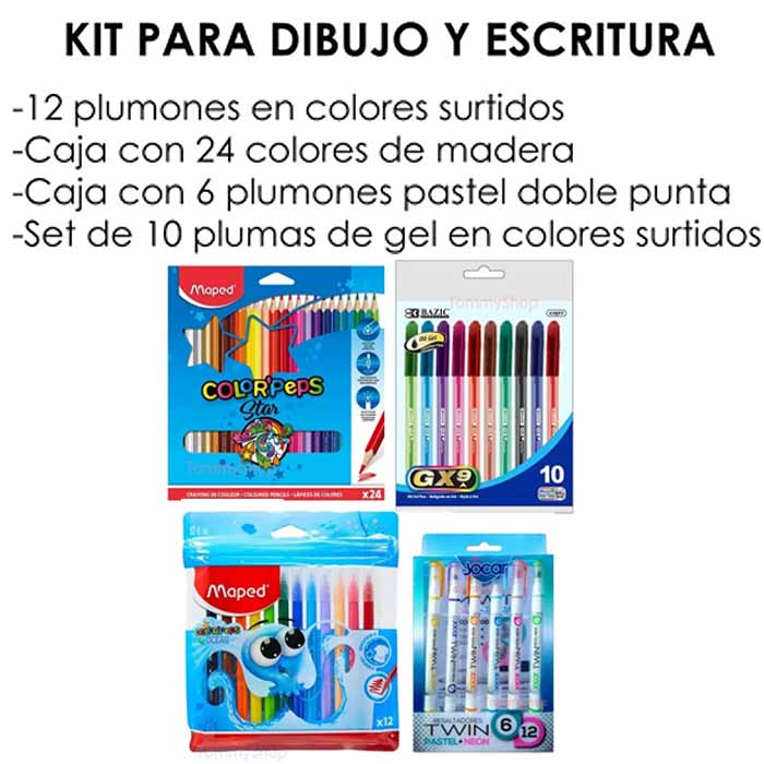 Kit D Dibujo 24 Colores Madera Plumones Pastel Plumas D Gel maped