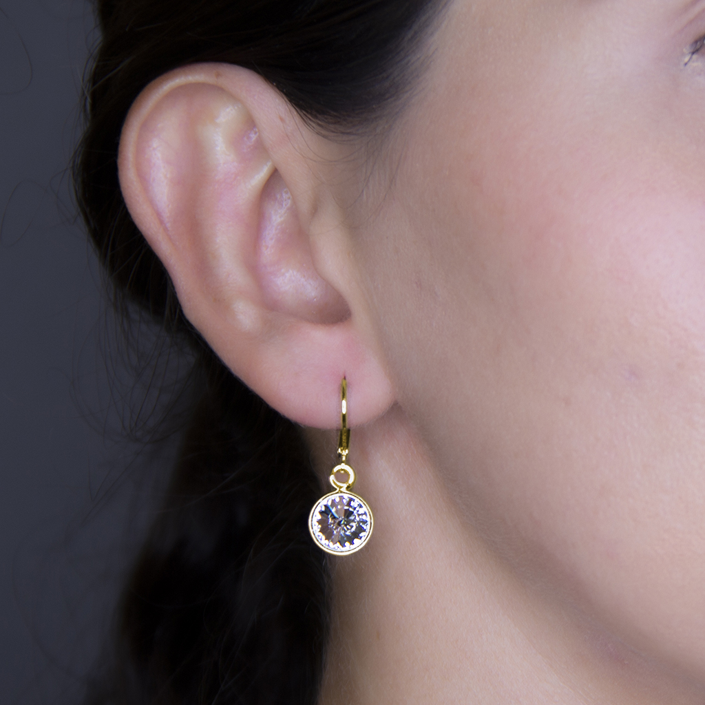 Arete para Mujer con Cristal Fino Europeo en forma de Circulo, Bañado en Oro 14k, Arete Elegante y Brillante, Aretes de Mujer de Moda, Joyería para Mujer de Moda, Regalo especial