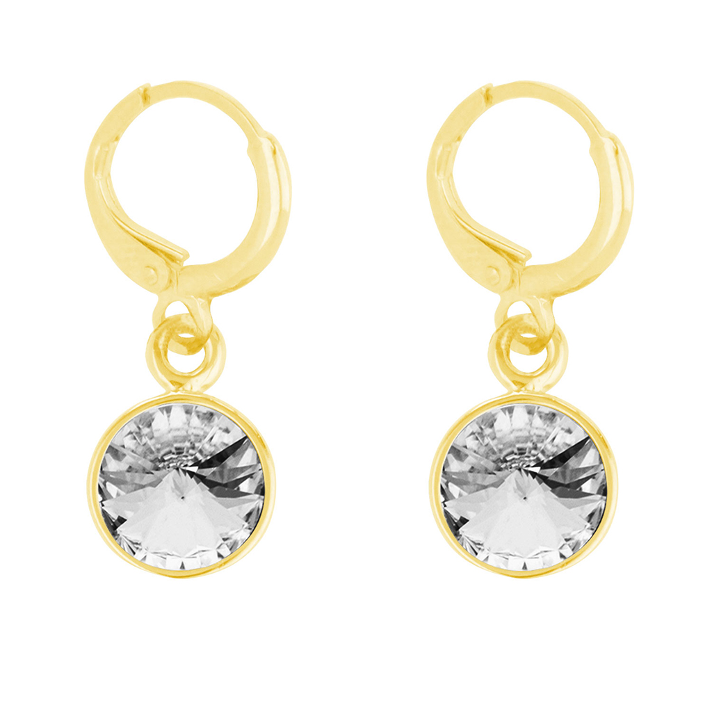 Arete para Mujer con Cristal Fino Europeo en forma de Circulo, Bañado en Oro 14k, Arete Elegante y Brillante, Aretes de Mujer de Moda, Joyería para Mujer de Moda, Regalo especial