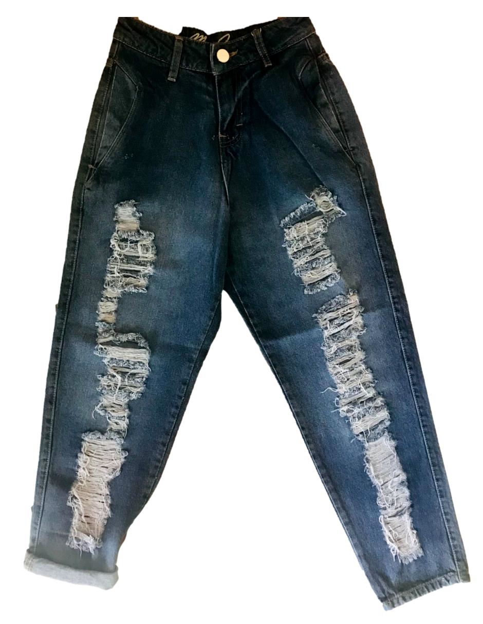 Jeans mom rasgados rotos pantalón mezclilla mujer destrucción Bombón