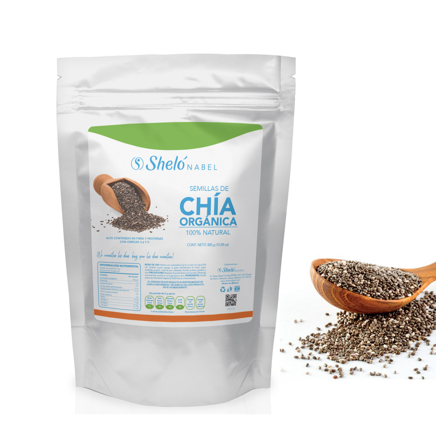 SEMILLAS DE CHÍA ORGÁNICA NATURAL CON ANTIOXIDANTES 300G SHELÓ NABEL