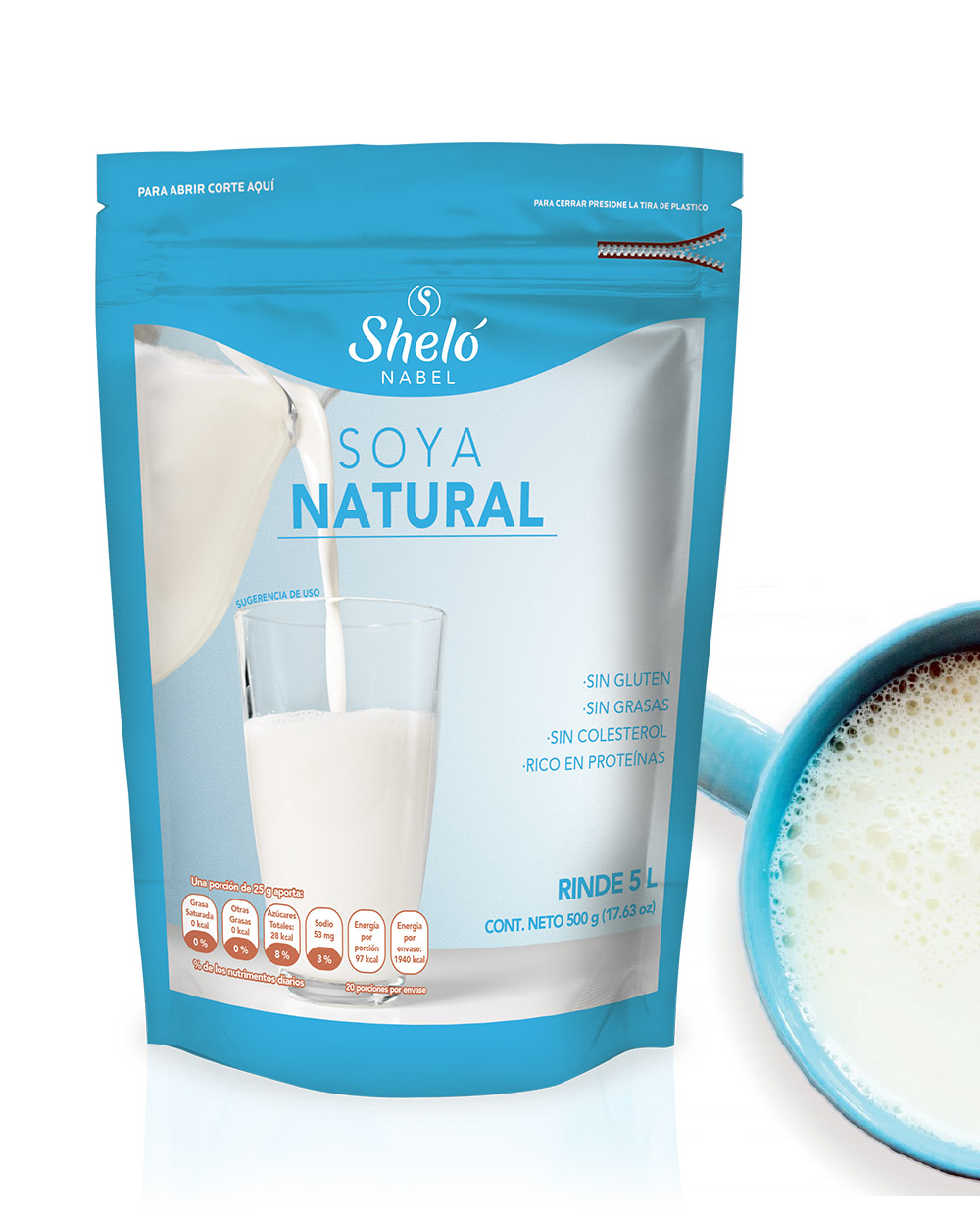 LECHE DE SOYA EN POLVO NATURAL CON PROTEÍNAS Y VITAMINAS SHELÓ