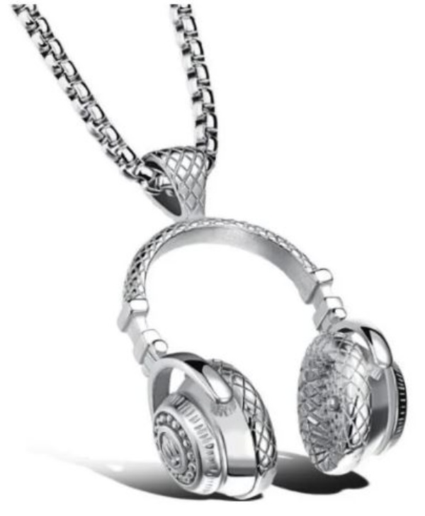 Collar Cadena Dije Audífonos Diadema Música Hombre Regalo