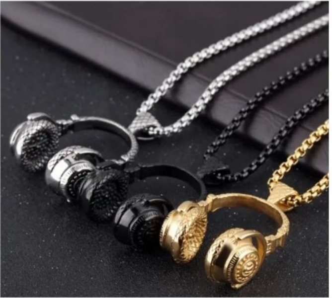 Collar Cadena Dije Audífonos Diadema Música Hombre Regalo