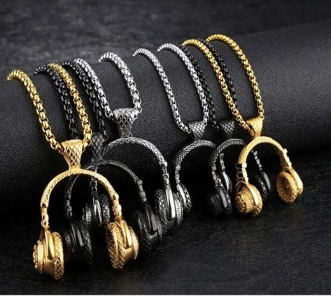 Collar Cadena Dije Audífonos Diadema Música Hombre Regalo