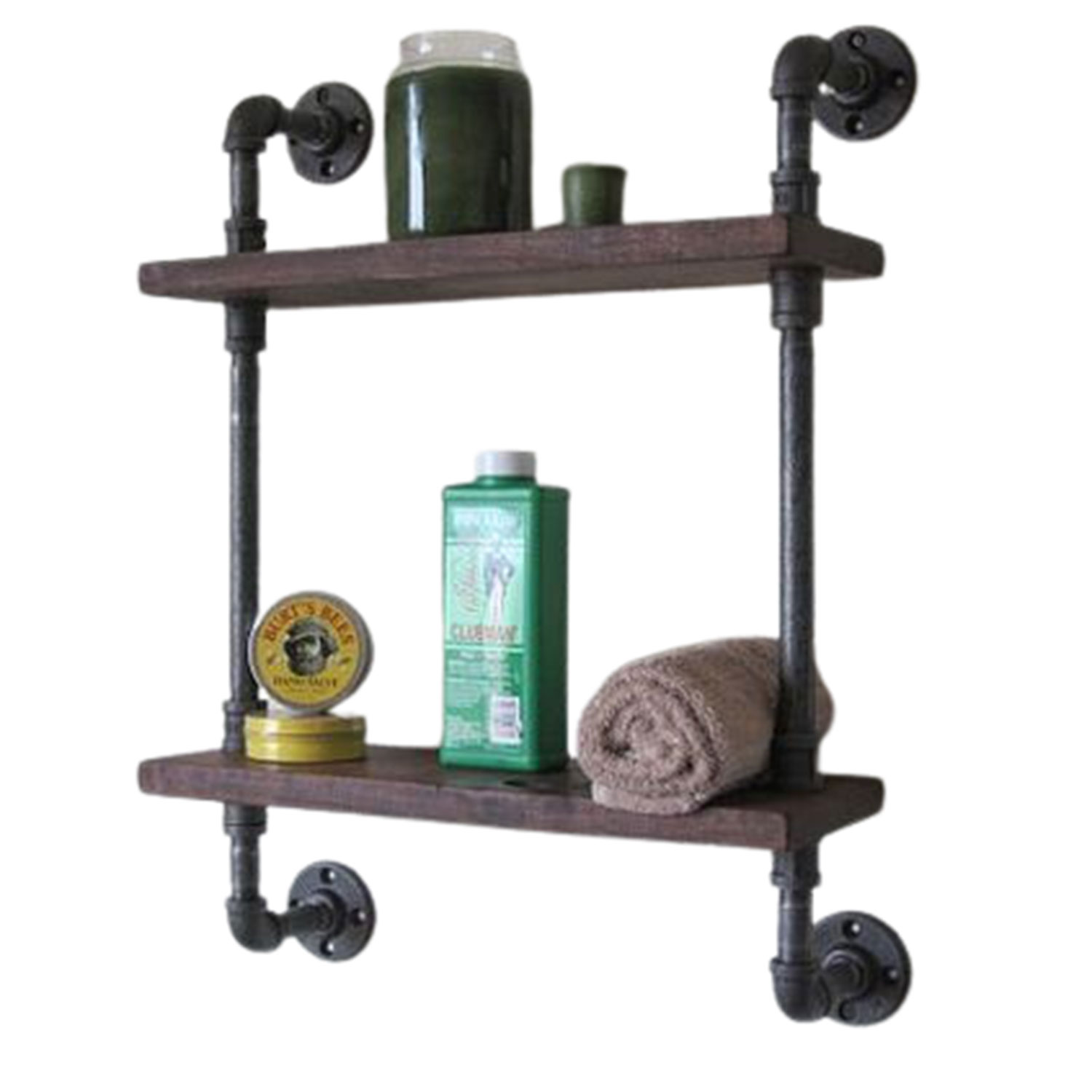 Repisa 2 Estantes 19x50 Cm. Vintage. Tubo Industrial