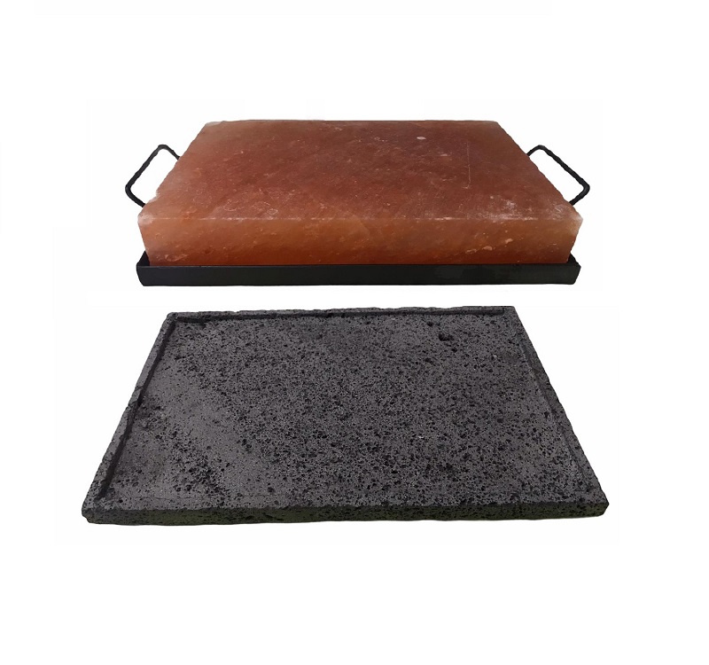 Tabla De Sal Himalaya Con Soporte De Acero Y Base De Piedra