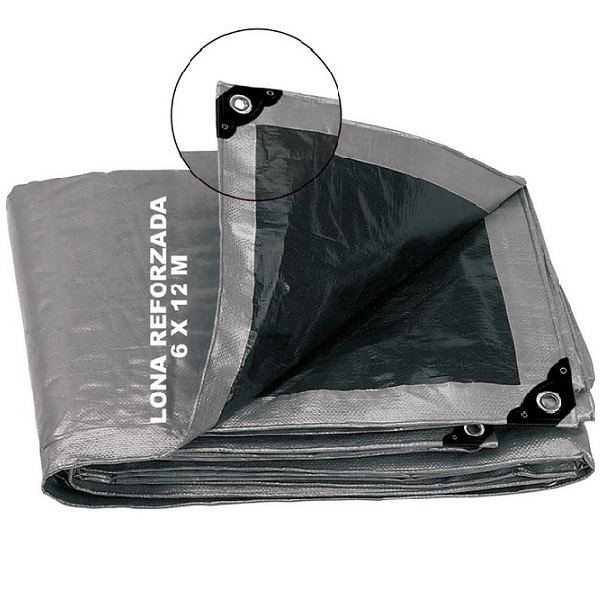 Lona Gris Reforzada de 6x12 metros Truper Lona- Carpa Impermeable Multi usos Lluvia-Calor Protección fiesta Reunión