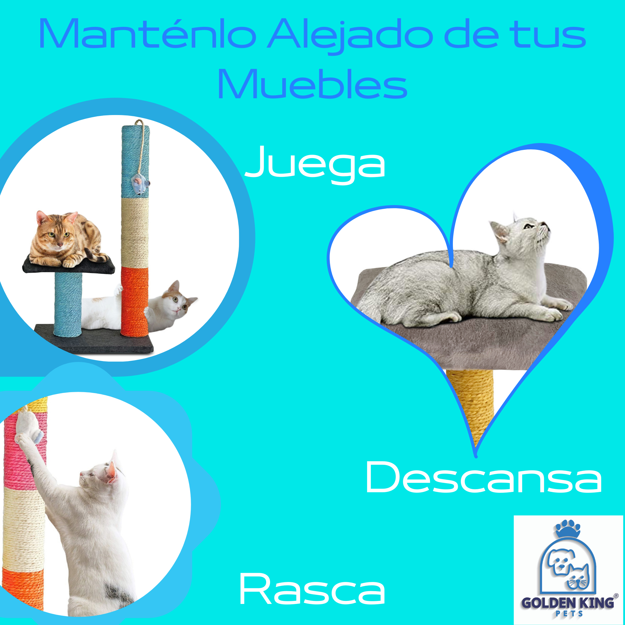 Poste Juguete Rascador Gatos | Árbol Trepador Mueble 70cm 