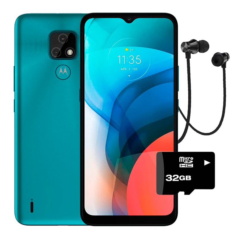 Celular Motorola Moto E7 64GB Azul + Audifono + Microsd 32