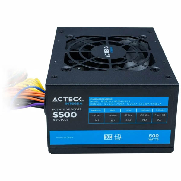 Fuente De Poder Acteck Power-s S500 500w Negra 115v/230v