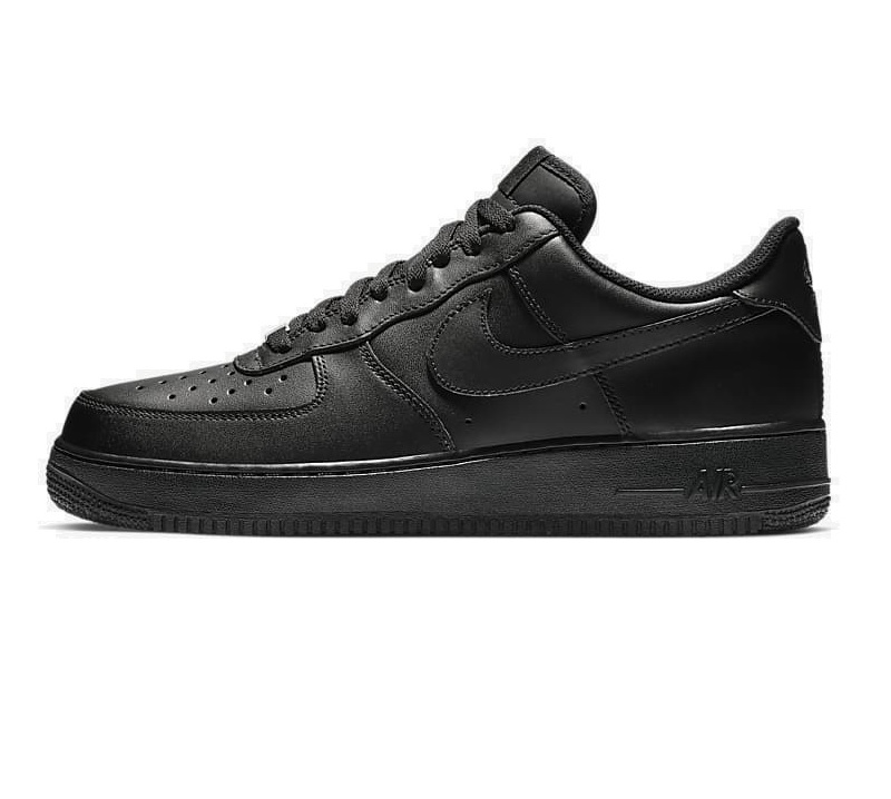 TENIS NIKE AIR FORCE 1 CLASICO PIEL NEGRO HOMBRE.