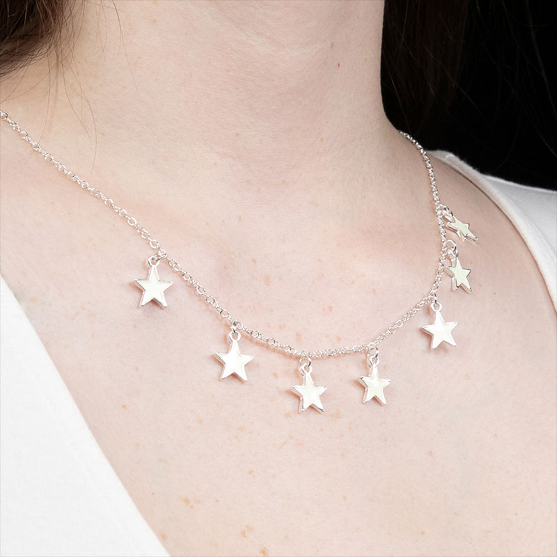 Collar Corazón Flor Estrellas Brilla En La Oscuridad