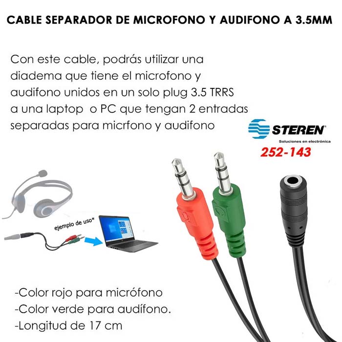 Cable D 2 Plug A Jack 3,5 Mm Trrs Divisor Microfono Audifono