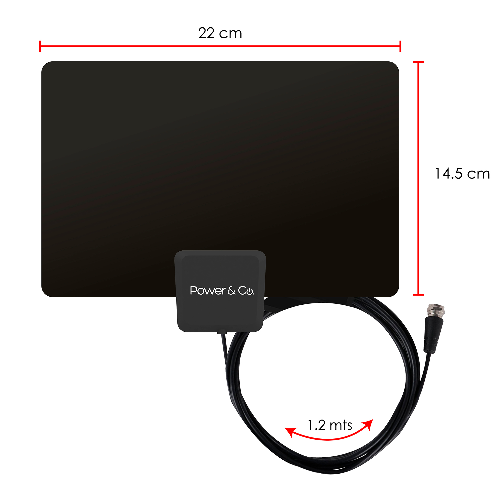 Paquete soporte pantalla pared 1 brazo con movilidad para pantallas de 10" a 70" + antena HDTV ultradelgada Power & Co. MP1070+X150