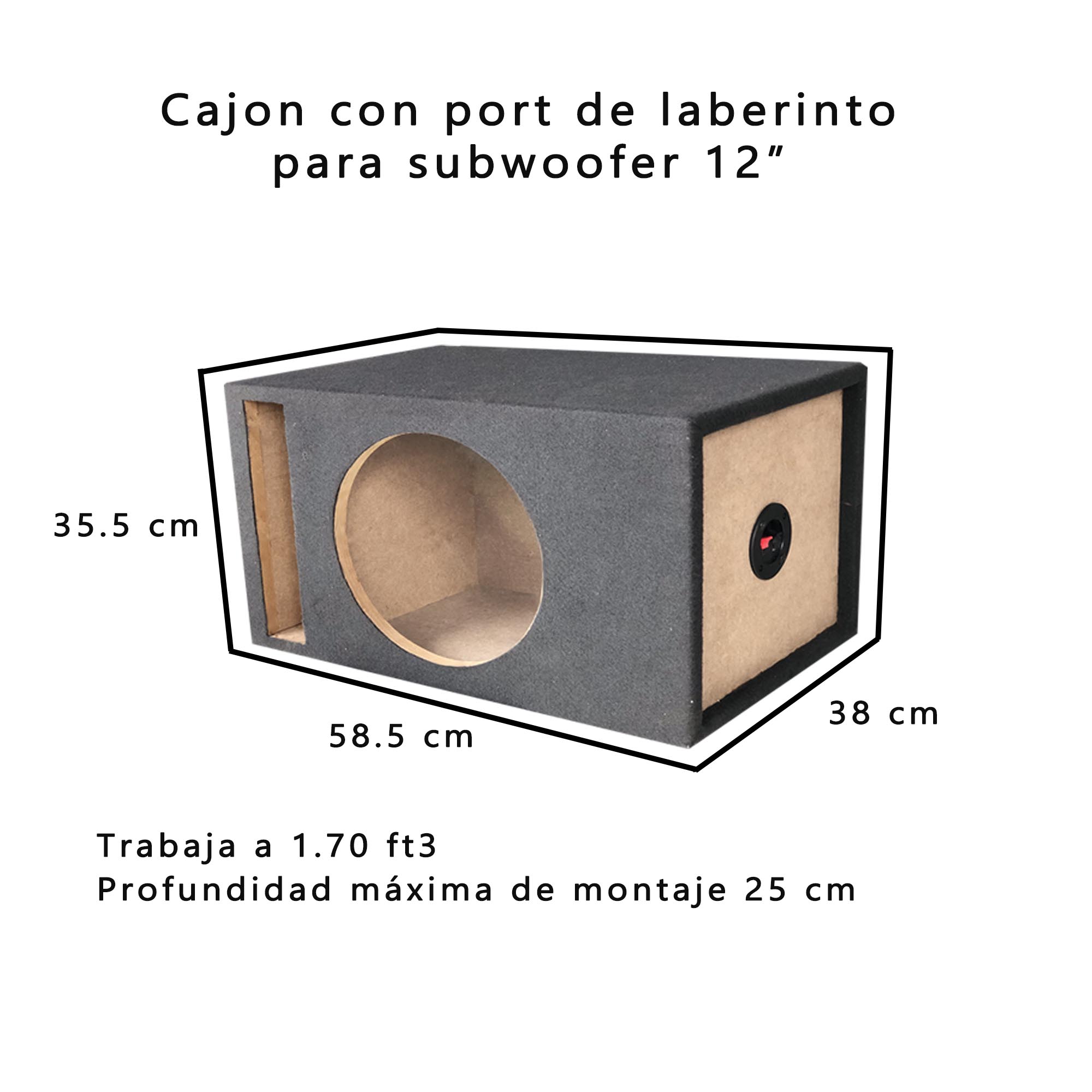 Cajón Subwoofer laberinto 12"