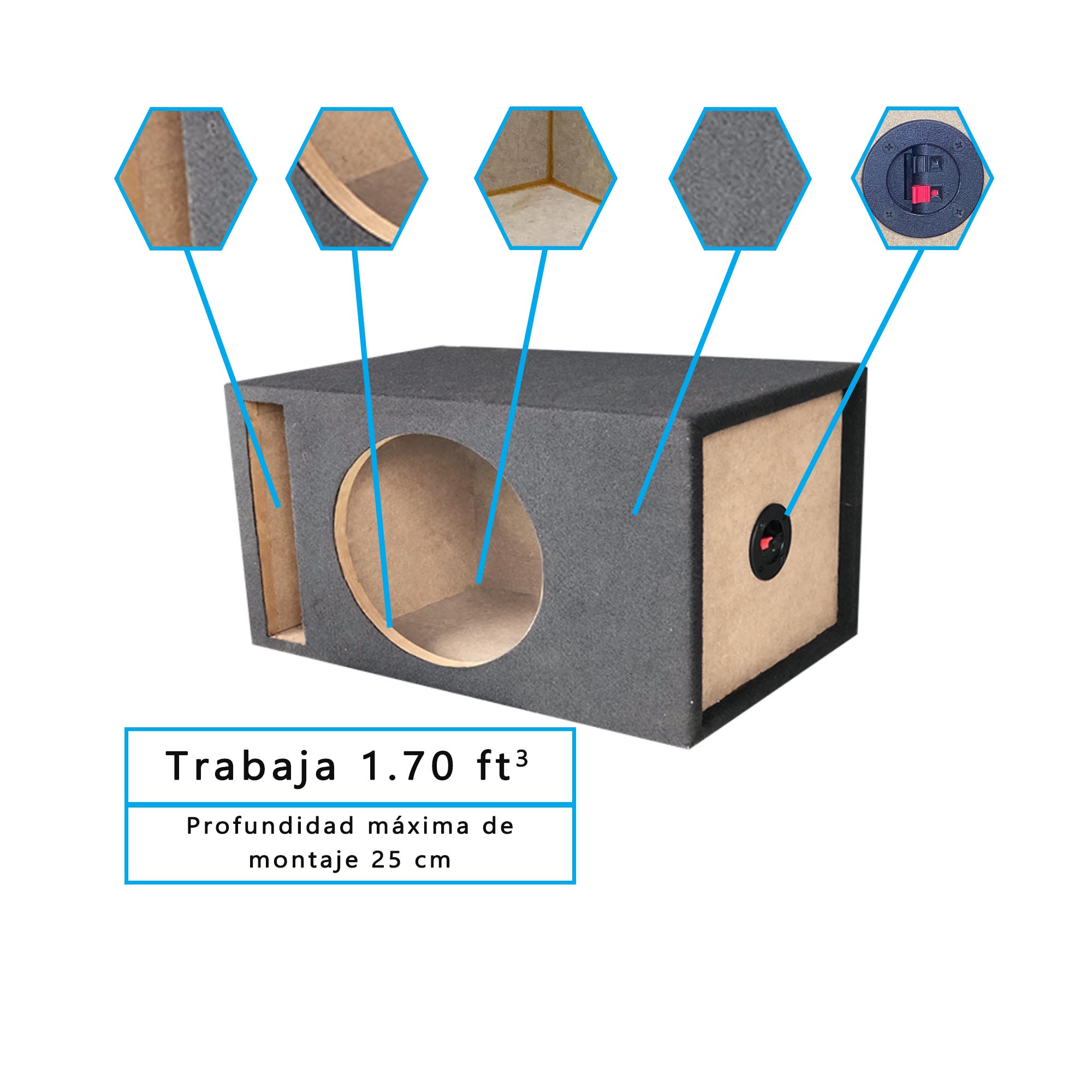 Cajón Subwoofer laberinto 12"