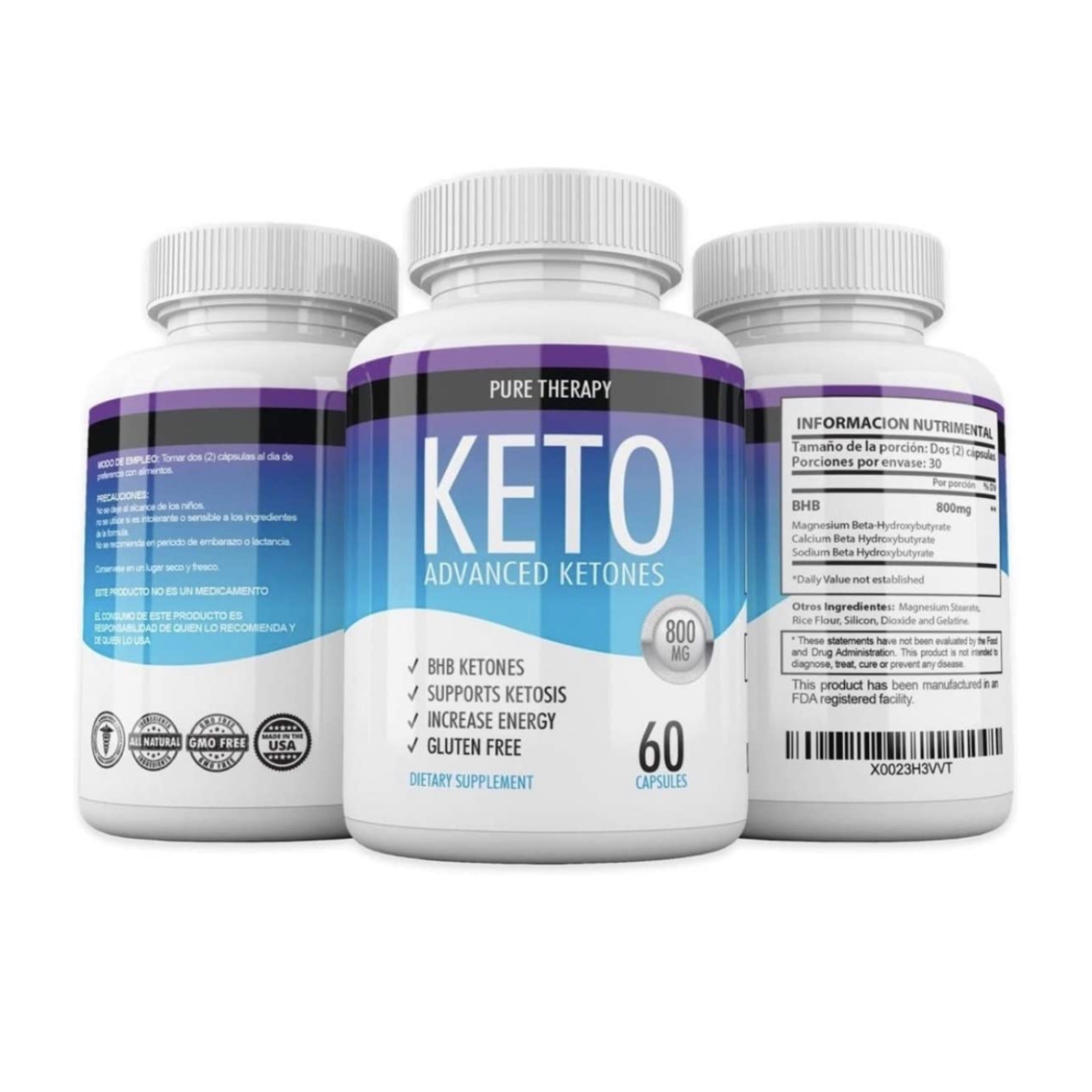 Keto Advanced Original pure therapy BHB Suplement Ketosis - 1 Mes 60 cápsulas sharktank 360