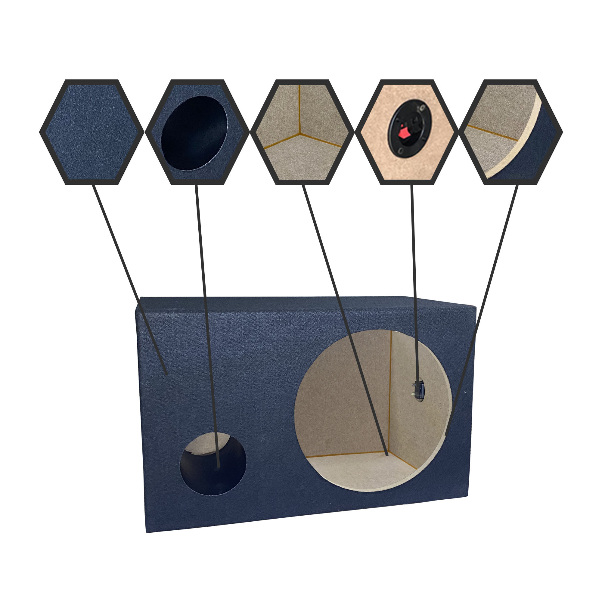 Cajón Subwoofer 10" Pulgadas Con Salida de Aire de Tubo