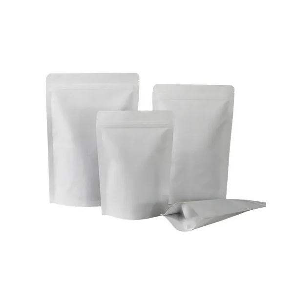 100 Bolsa Stand Up Pouch Laminada Cierre Blanco Mate 40 Grs