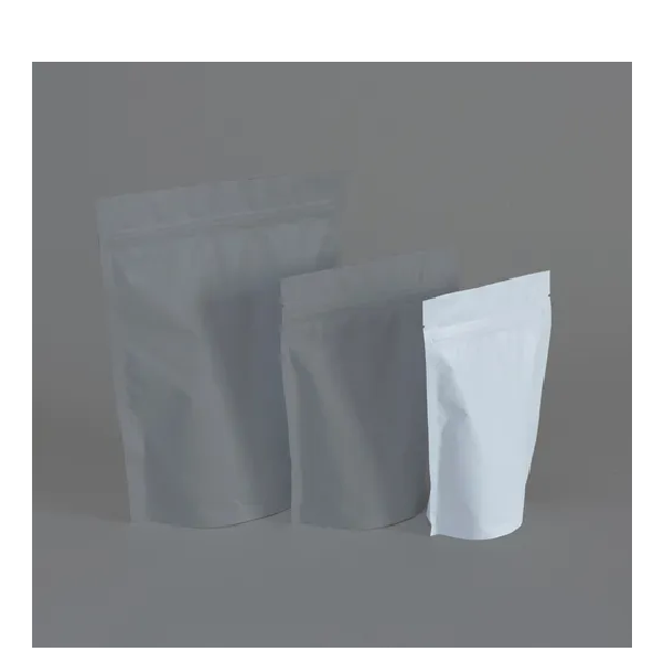 100 Bolsa Stand Up Pouch Laminada Cierre Blanco Mate 40 Grs