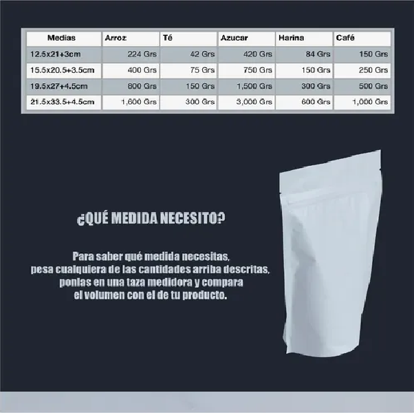 100 Bolsa Stand Up Pouch Laminada Cierre Blanco Mate 40 Grs