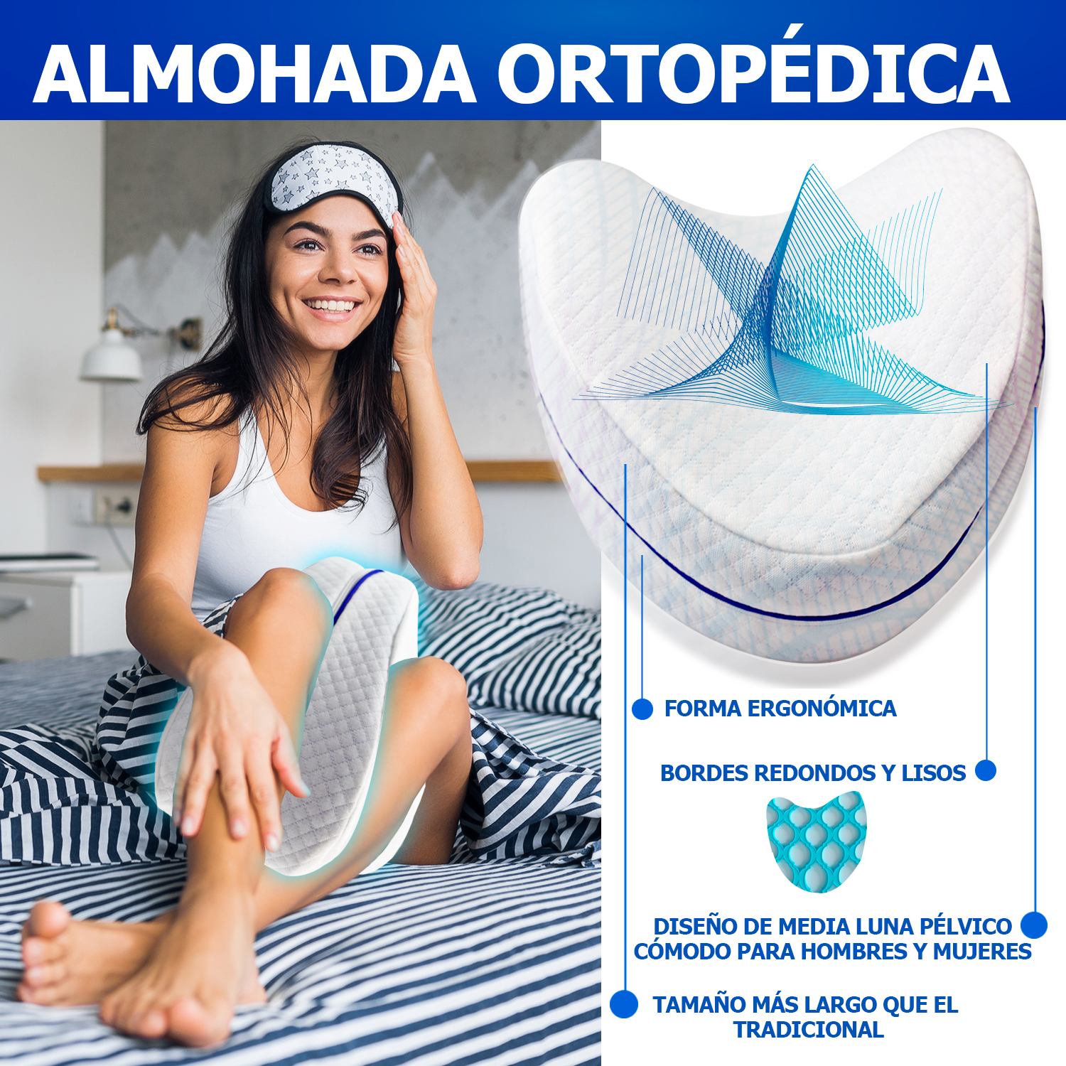 Almohada Ortopédica Para Rodillas Memoria de Algodón Embarazo