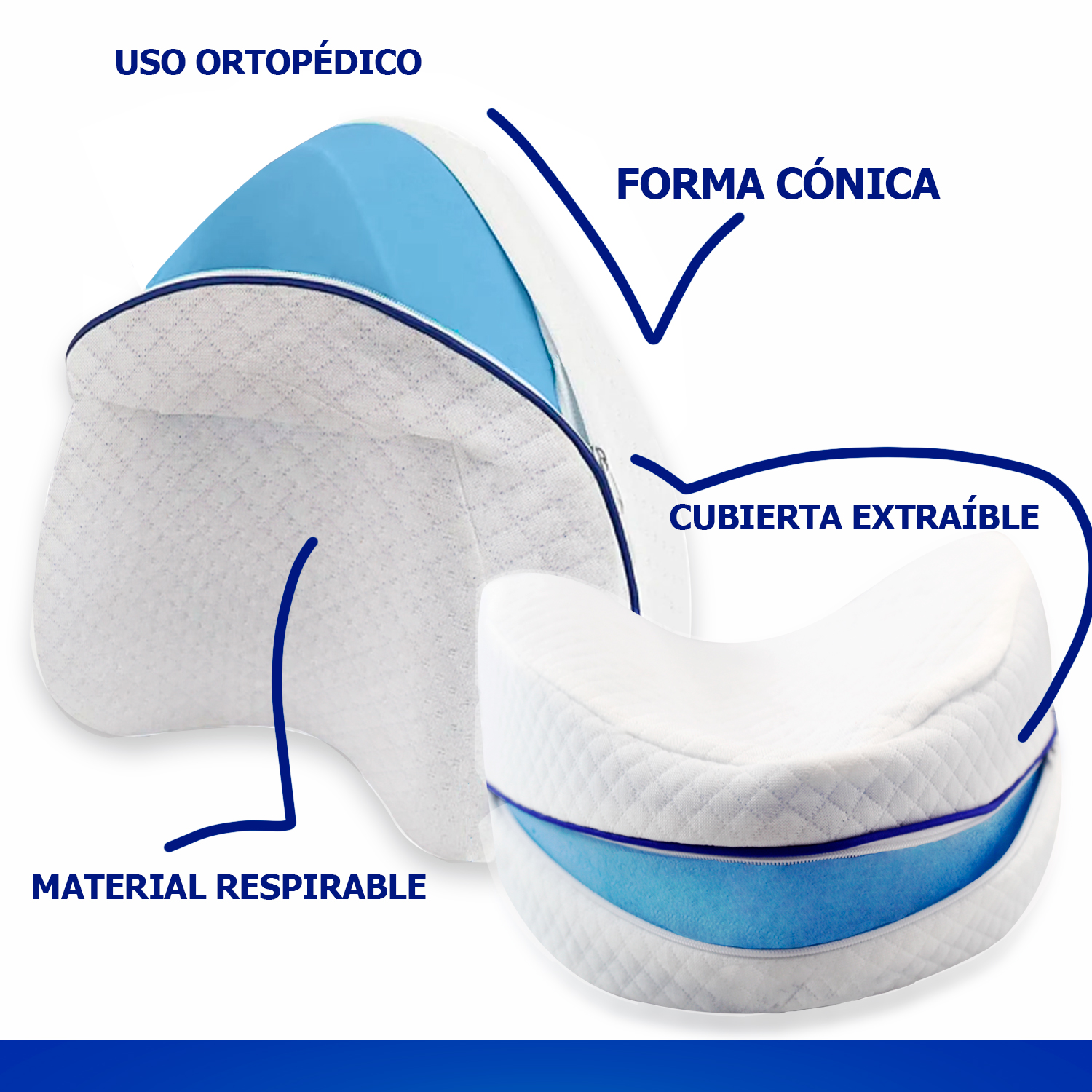 Almohada Ortopédica Para Rodillas Memoria de Algodón Embarazo