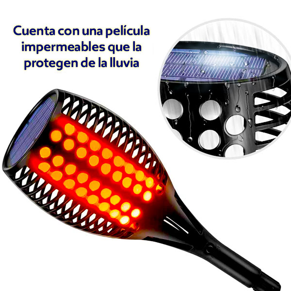 Zen Zen Lámpara Antorcha Solar Para Jardín Led Flama 2 Piezas Luces de decoración con energía solar.