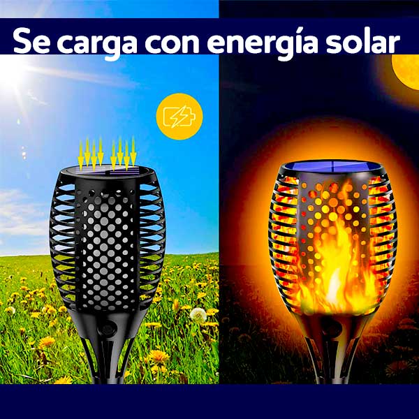 Zen Zen Lámpara Antorcha Solar Para Jardín Led Flama 2 Piezas Luces de decoración con energía solar.