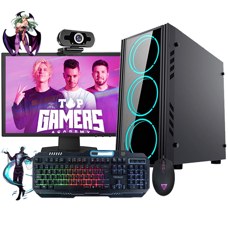 Pc Computadora Armada RGB luces led ventilador 8gb Ram, 240Gb SSD, Cam web y Monitor de 18.5 pulg