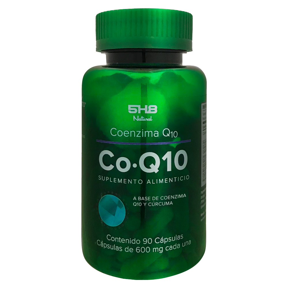 Co Q10 5H8 Nutrition 90 Cápsulas 50 mgs De CoQ10 Cada Una Contiene Polvo de Raíz de Cúrcuma Con Bioperina 45 Porciones por Envase