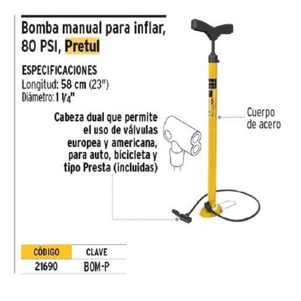 Bomba Para Inflar Llantas De Autos, Bicicletas, Motos