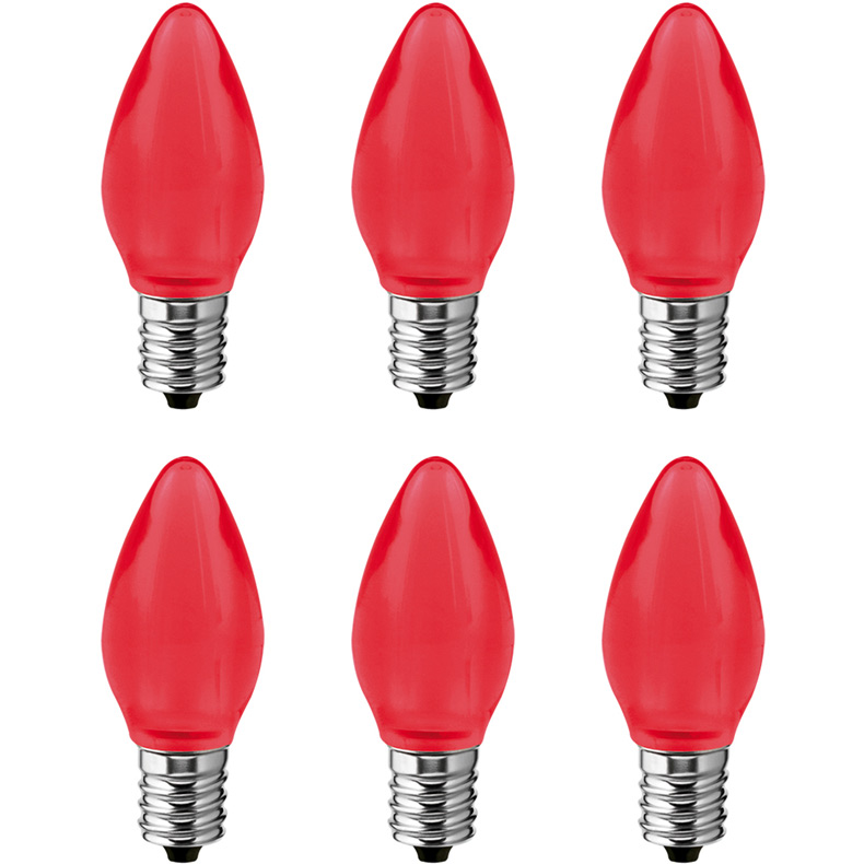 Pack de 6 Focos decorativos LED tipo Vela de 1W color rojo Base E12