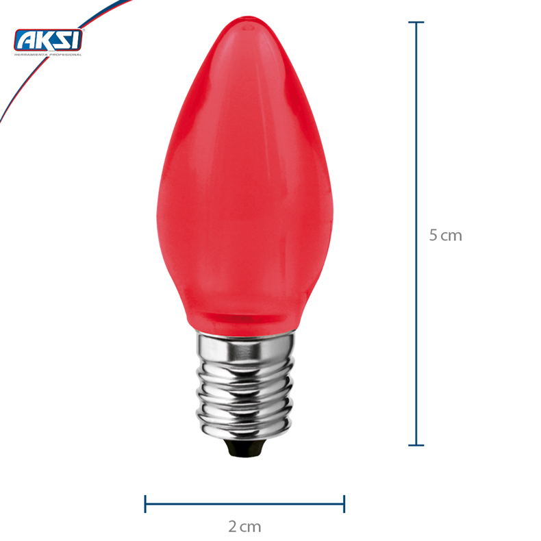 Pack de 6 Focos decorativos LED tipo Vela de 1W color rojo Base E12