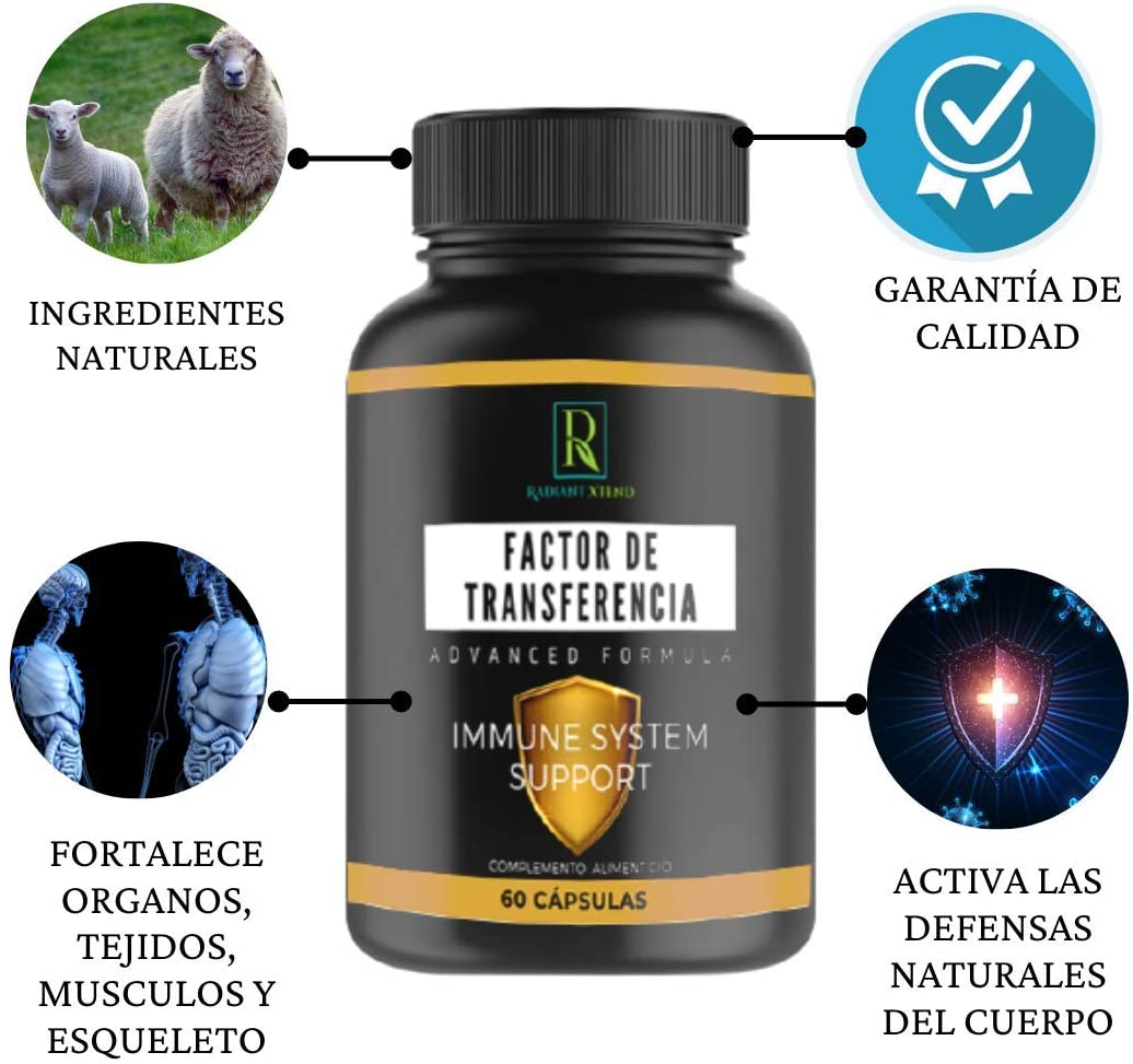 FACTOR DE TRASFERENCIA, Formulado para Aumentar, Reforzar y Mantener el Sistema Inmune IMMUNE SYSTEM SUPPORT 60 CAPS CALIDAD PREMIUM