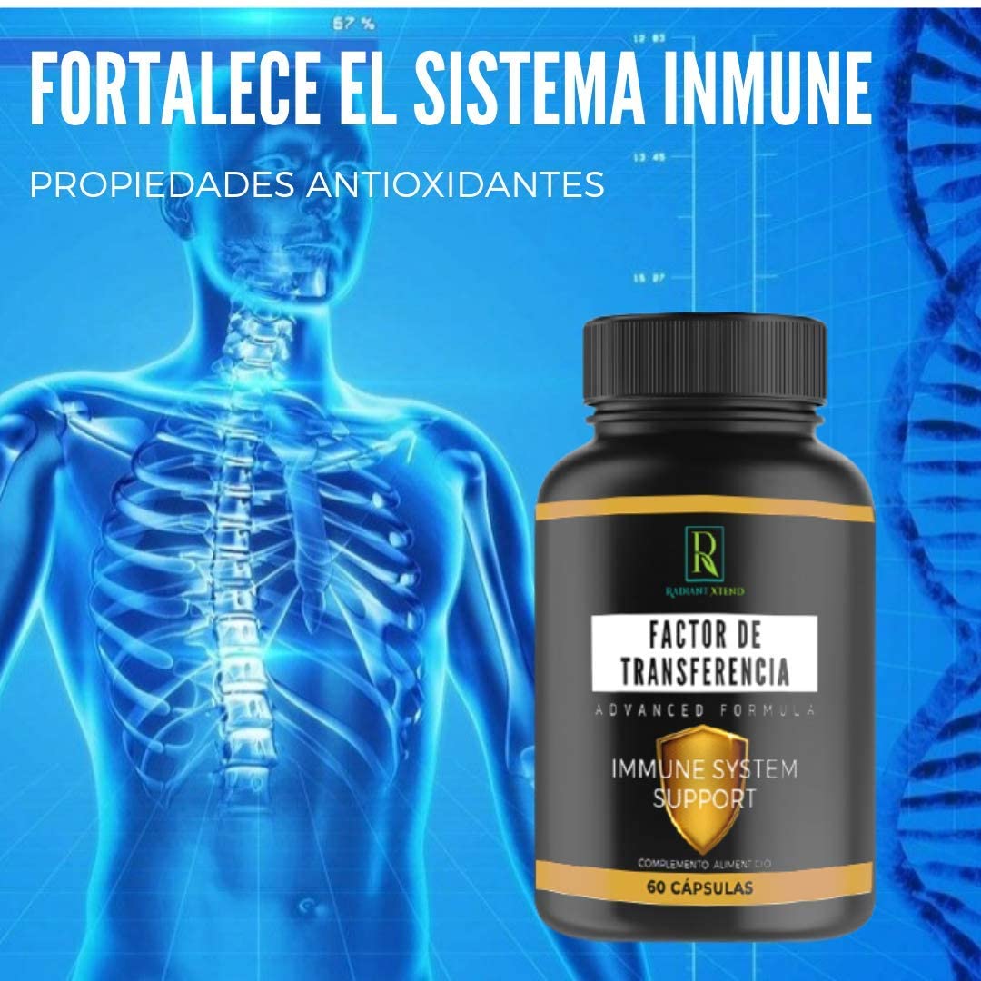 FACTOR DE TRASFERENCIA, Formulado para Aumentar, Reforzar y Mantener el Sistema Inmune IMMUNE SYSTEM SUPPORT 60 CAPS CALIDAD PREMIUM