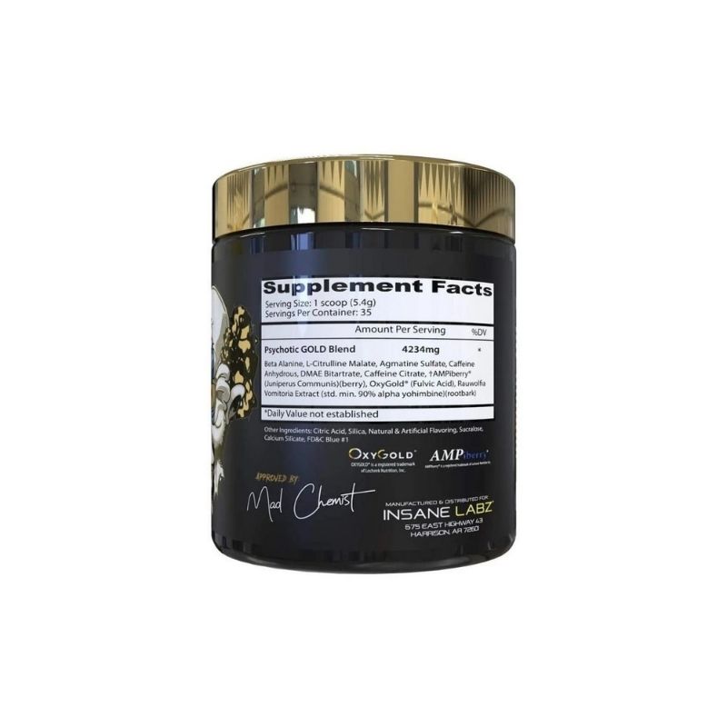 Pre Entreno Insane Labz Psychotic Orange Gold 35 Servicios (208,4gr)