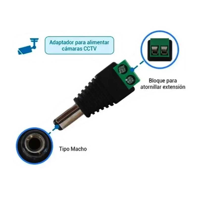 10 pzas Conector Macho Plug 2.1mm Para Arduino Camara Cctv