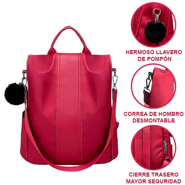 Mochila Antirrobo de Mujer Tipo Cartera con Llaveros gratis