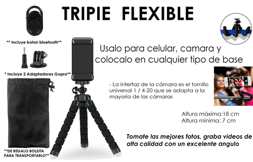 Tripie Soporte Flexible Para Celular Camara Smartphone