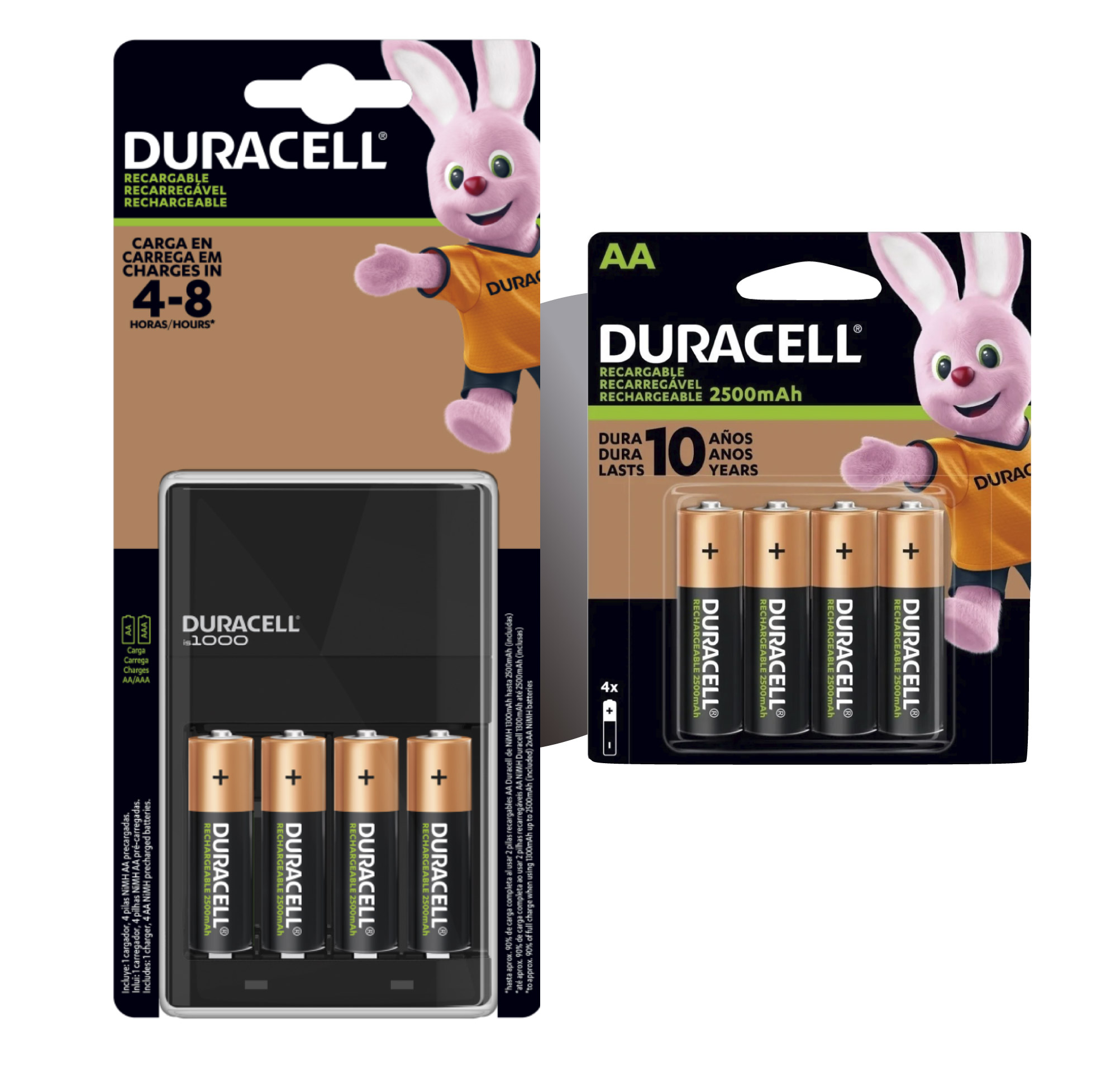 Kit Cargador Duracell C/4 Pilas AA 2500mah + 4 AA 2500mah