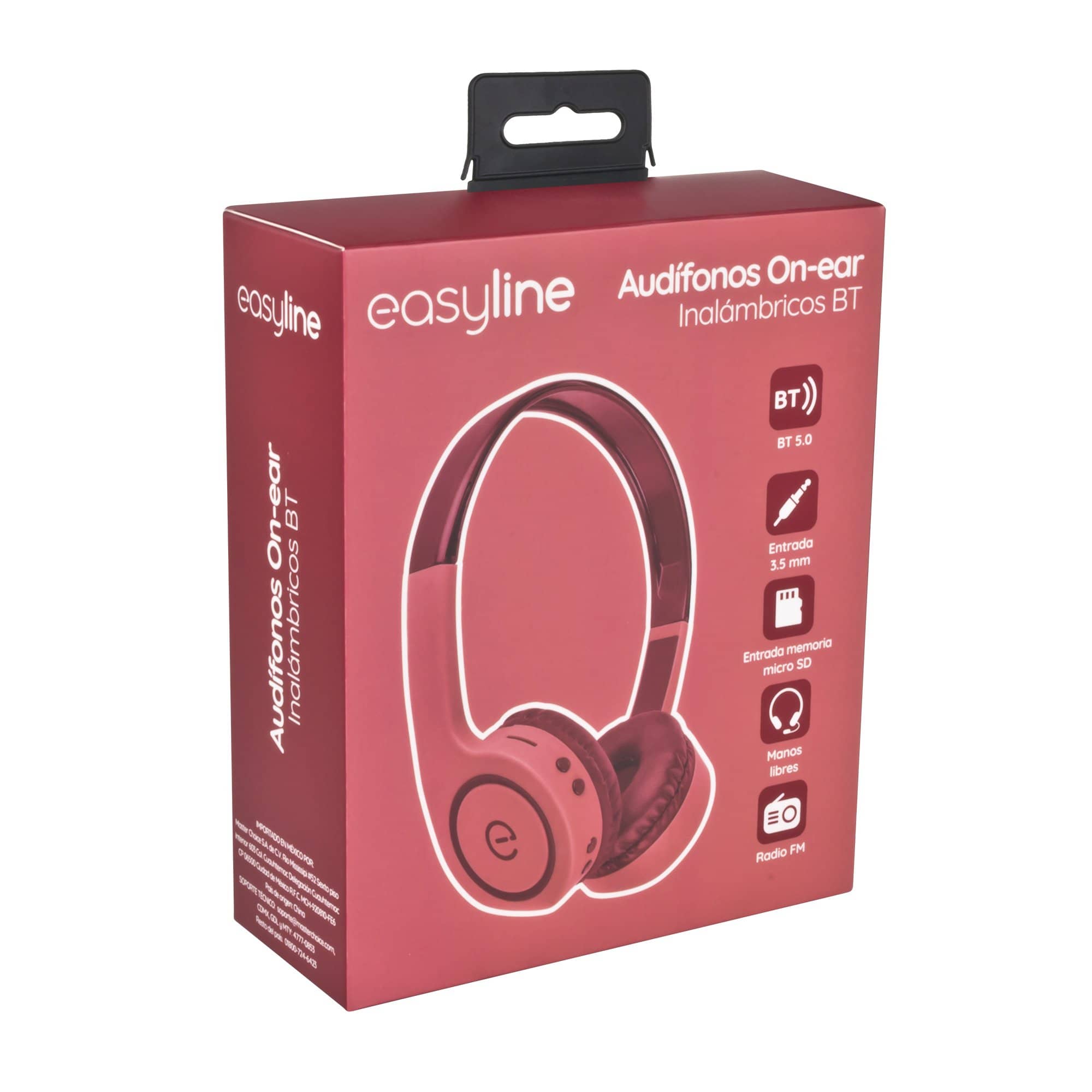 Diadema Bluetooth Easy Line ranura memoria micro SD, FM, coral