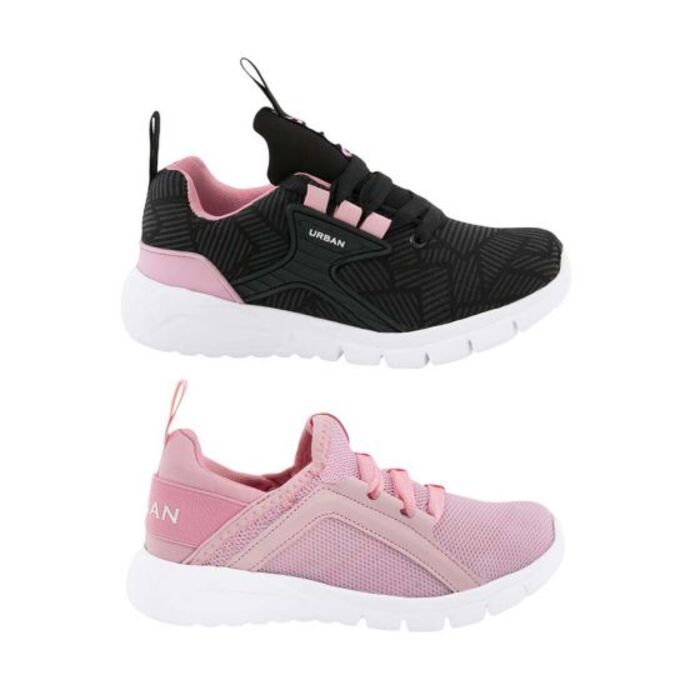Kit de dos pares de tenis para niña marca Urban Shoes, rosa y