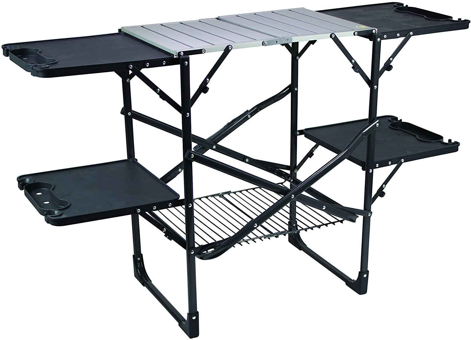 Mesas plegables para acampar al aire libre, mesa de campamento de cocina  ligera con soporte de parrilla para estufa, gris