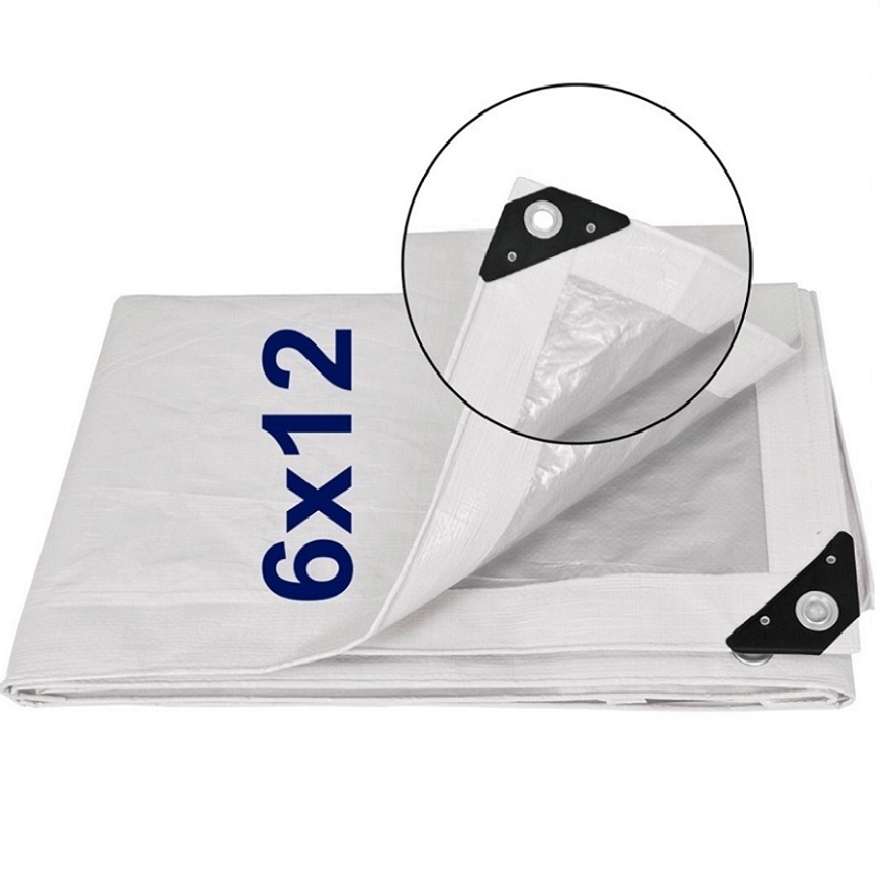 Lona Blanca de 6x12 metros Pretul Lona-Carpa Impermeable Multiusos Lluvia Calor Protección Fiestas Reuniones