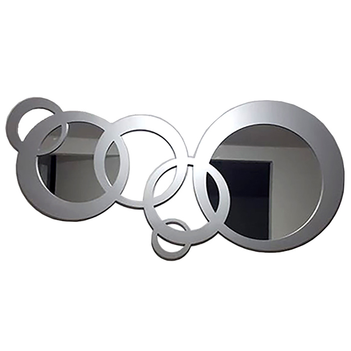 ESPEJO DECORATIVO DE PARED 6 CIRCULOS PLATA, EN MDF DE 12 MMS