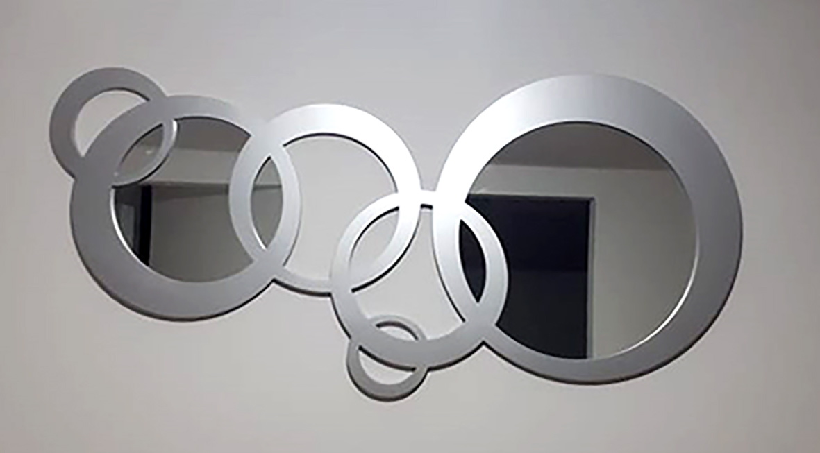 ESPEJO DECORATIVO DE PARED 6 CIRCULOS PLATA, EN MDF DE 12 MMS